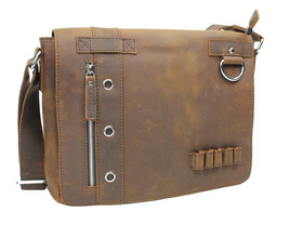 Vagarant Traveler 15 in. Cowhide Oil Tanned Leather Messenger Bag L14.Vintage Br - £125.04 GBP