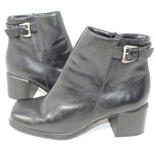 White Mountain Black Leather Ankle Boots With Side Zip for Women, Size 5.5 M - £10.14 GBP