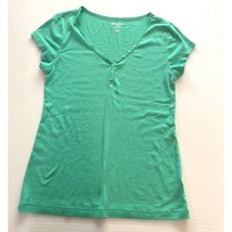 Old Navy Perfect henley Womens Size Large Green Short Sleeve Tshirt Tee ... - $7.69