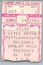 ZZ Top Concert Ticket Stub June 14 1981 Pittsburgh Pennsylvania - £25.90 GBP