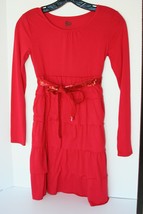 Beautiful red tiered dress with sequin belt girls size 12 - £11.65 GBP