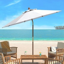 Safavieh PAT8009E Collection Cannes White 9Ft Wooden Outdoor Umbrella - $225.99