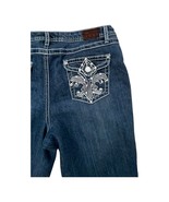 Earl Jeans Womens Size 32 x 28 Blue Denim Beaded embroidered Pocket - £10.95 GBP