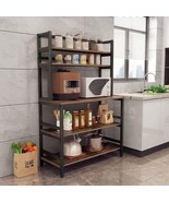 Industrial Modern Kitchen Bakers Rack Brown Woodgrain Sturdy Metal Frame - $344.16 CAD