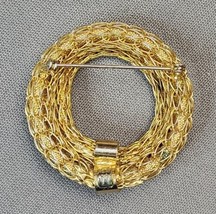 Vintage Kramer of New York MCM Caged Mesh Modernist Wreath Gold-tone Brooch Pin - £39.81 GBP