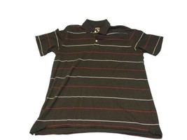 Merona Size L Men&#39;s Black with Red &amp; White Stripes Polo Shirt Good - £10.66 GBP