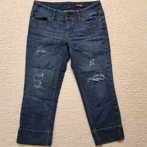 Womens Express Capri Jeans Size 6 Blue Distressed 30/21 - £11.40 GBP