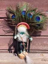 Rainbow Kachina Dancer Doll Figure Peacock Feathers Signed Hopi Native American - £38.58 GBP