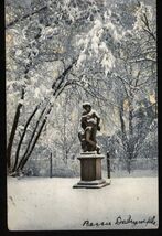 1909 UNDIVIDED BACK postcard Statue in snow - posted Clinton to Newark N... - $4.90