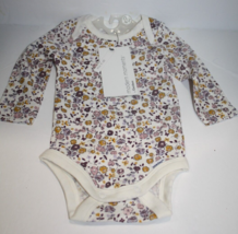 Gerber Onesies Modern Moments Gold Floral Flowers 0-3 Mo 1 Piece Long Sleeves - £5.51 GBP