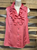 Alex Marie Ruffled Sleeveless Tank Top Blouse Woman&#39;s Size M Careerwear ... - $188.27 MXN