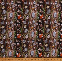 Cotton Forest Woodland Animals Trees Owls Foxes Bunnies Fabric Print BTY D786.02 - £10.35 GBP