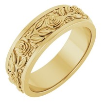 14K Yellow Gold 7 mm Floral Wedding Band Size 10 - £1,229.40 GBP