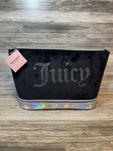 Juicy Couture Black Velour Travel Cosmetic Bag Iridescent XLarge NEW - £27.07 GBP