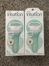 2X NEW Schick Intuition sensitive care 4 BLADE Razor W/ 2 Cartridges - £10.83 GBP