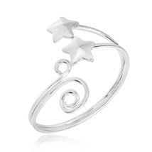 Double Stars Wrap Swirl Wire Sterling Silver Toe/Pinky Ring - £7.28 GBP