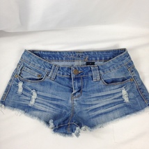 Wishful Park Distressed Womens Jr Blue Denim Shorts Sz 7 - £7.91 GBP