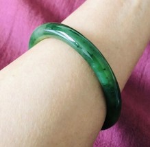 Natural Jade Bangle Bracelet Wristband Green Genuine Hetian Jade women D... - $195.51