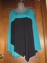 Reborn Black &amp; Green Button Embellished Tunic Top - Size 3XL - £13.23 GBP