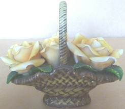 VINTAGE PORCELAIN FIGURINE ROSES IN A BASKET VALENTINE - $6.00