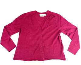 Field Manor Modern Classic Burgundy Metallic Wool Button Up Cardigan Lar... - $28.48
