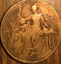 1911 France 10 Centimes Coin - £2.25 GBP