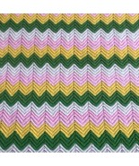VTG Afghan Crochet Blanket Handmade Throw Quilt Multicolor Zig Zag Checr... - $54.70 CAD