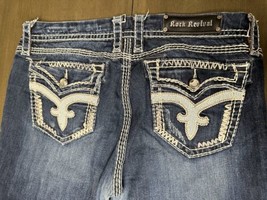 Rock Revival Sz 35x29 Dark Wash Serena Easy Boot Flap Pockets Denim Jeans - £54.91 GBP