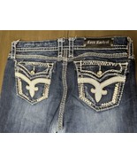 Rock Revival Sz 35x29 Dark Wash Serena Easy Boot Flap Pockets Denim Jeans - £54.72 GBP