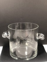 TIFFANY &amp; CO Scroll Handled Crystal Glass Ice Bucket 7.5&quot; Tall 7&quot; Openin... - £69.91 GBP