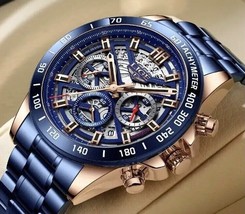 LIGE men&#39;s luxury Quartz chronograph wristwatch waterproof Fashion sport... - £34.88 GBP