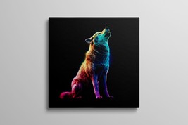 Wolf Art Painting, Rainbow Vibrant Colorful Wolf Picture Canvas Home Decor - £19.73 GBP+