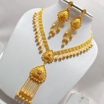 Wedding 22K Gold Plated Earrings Choker Necklace Indian Bollywood Jewelry Set - £16.47 GBP