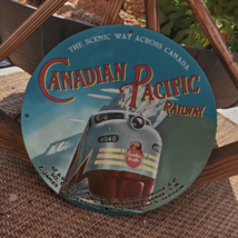 Vintage Canadian Pacific Railway Porcelain Gas &amp; Oil Americana Man Cave Sign - £179.44 GBP