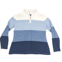 Karen Scott 1/4 Zip Pullover Sweater Womens Small Blue Colorblock Mock Neck - $13.47