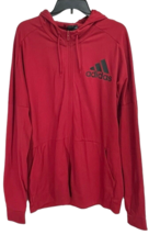 Adidas Mens Full Zip Jacket Hoodie Sweatshirt Red w/ Black Size XLT XL TALL - £25.11 GBP