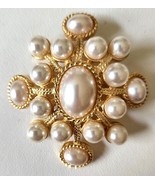 JOAN RIVERS Imperial Maltese Cross Brooch Pin Faux Pearls Vintage RARE R... - $174.99