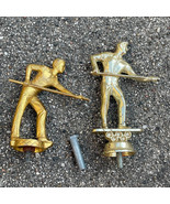 Lot of 2 Vintage Gold Metal Male Pool Player Trophy Toppers Allied &amp; R.S... - £19.13 GBP