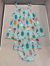 Wonder Nation Baby Girls Knit Dress Blue Ice Cream Print - £7.85 GBP