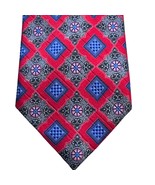 ERMENEGILDO ZEGNA Silk Men&#39;s Neck Tie Red Blue Gray Geometric 3.5 X 60 - £63.42 GBP