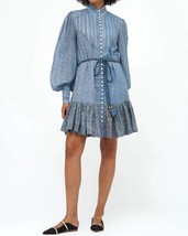 Oliphant high neck button mini dress in Peri/Aspen - size XS - £169.70 GBP