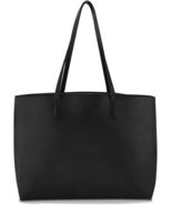 Lulu Dharma Black Vegan Leather Tote Women Bag Elegant Stylish Casual - $29.99