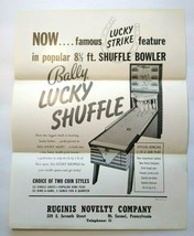 Bally Lucky Shuffle Arcade FLYER Original NOS 1958 Bowling Alley Vintage Artwork - £15.43 GBP