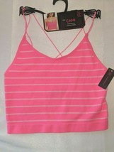 No Boundaries Cami Pink Striped Seamless Rib Double Strap M, XL, XXL Available - £7.81 GBP