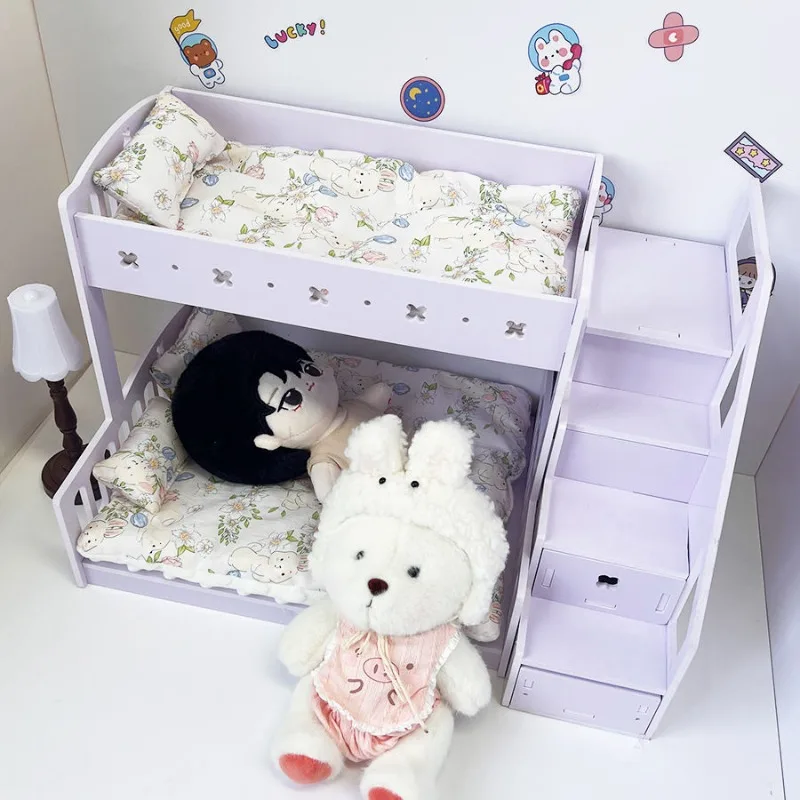 Ob11 Baby Bed 17Cm Bjd Doll Cute Bunk Bed With Hanger Drawer For 1/12 Bjd Doll - £18.79 GBP+