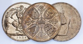 Great Britain Commemorative 3pc Crown Lot | Coronation, Festival &amp; NY Ex... - £51.43 GBP