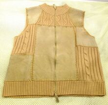 Designer Studio Originals Womens Tan 100% Leather &amp; Knit Patchwork Vest L - $20.90