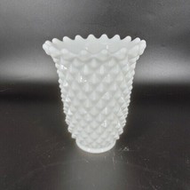 Imperial Glass Vase 5 1/4&#39;&#39; Tall Vintag White Milk Glass Diamond Point  MCM Mint - £11.56 GBP