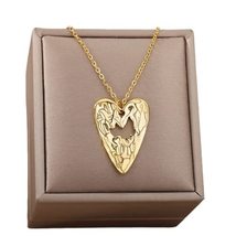 Hollow Heart Pendant Necklace for Women Stainless Steel Gold Silver Colo... - £19.87 GBP