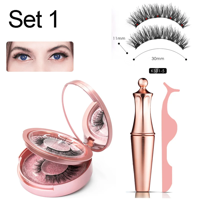 C 3d mink false eyelashes 3d magnetic eyelashes no magnetic liquid eyeliner tweezer set thumb200